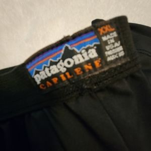 Patagonia Capilene Men's XXL Base Layer Pants Black Front Slit Elastic Waistband